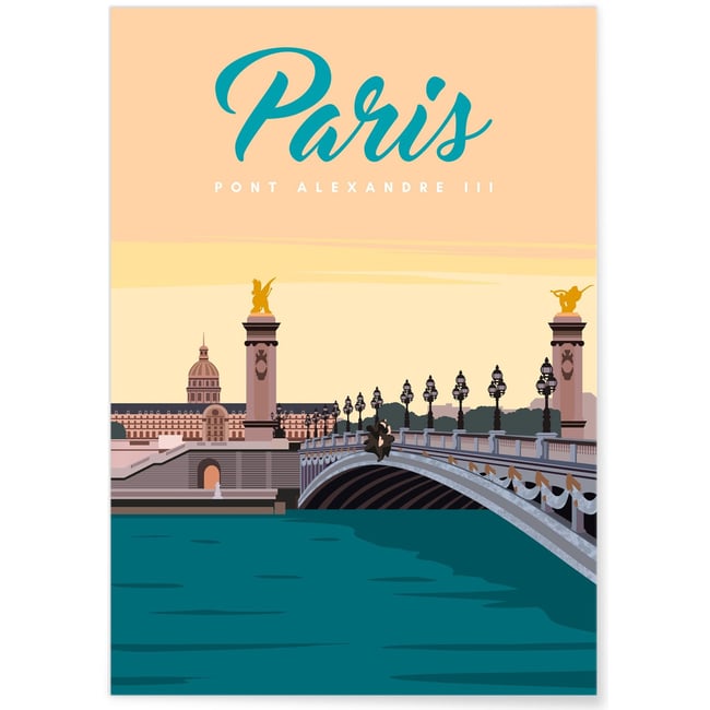 Affiche ville Paris - Pont Alexandre III Couleur blanc <span itemprop=