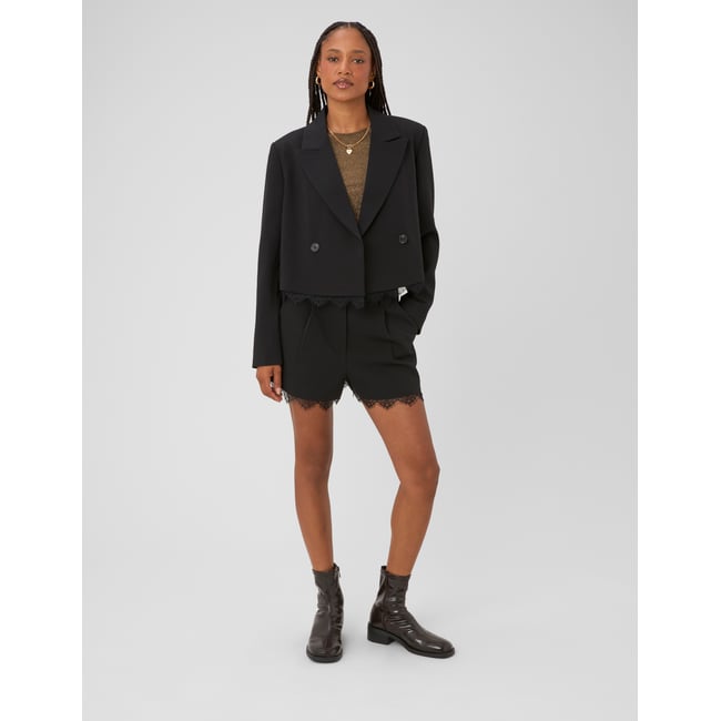 Veste tailleur courte dentelle noir <span itemprop=