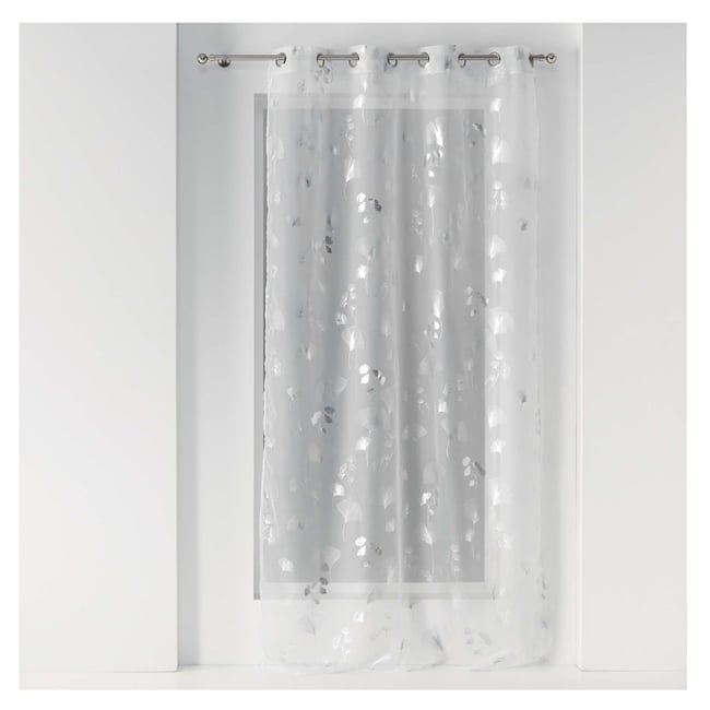 Panneau a oeillets rideau voile 140 X 240 cm Bloomy blanc argent blanc <span itemprop=