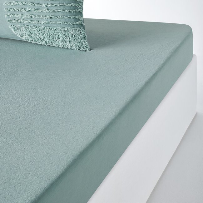 Soren 30cm High 100% Cotton Fitted Sheet, grey-green, LA REDOUTE INTERIEURS