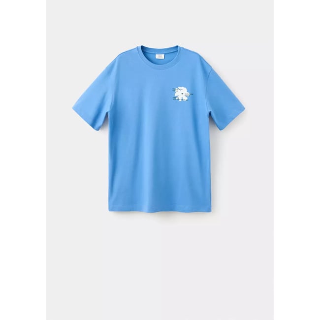 T-shirt 100 % coton imprimé bleu <span itemprop=