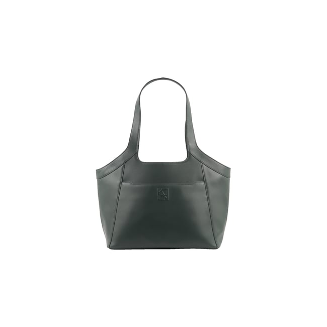 Cabas épuré en cuir SACHA vert kaki <span itemprop=