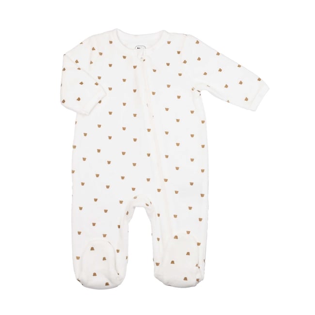 Pyjama bébé en coton - Tête d'ourson crudo <span itemprop=
