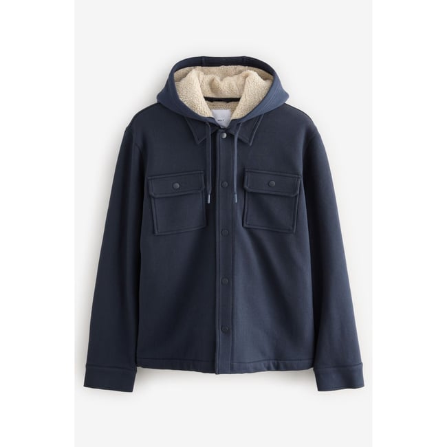 Veste-chemise à capuche doublée bleu marine <span itemprop=
