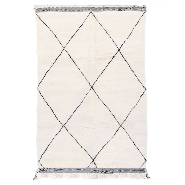 Tapis berbère marocain pure laine 124 x 192 cm Couleur beige sable <span itemprop=