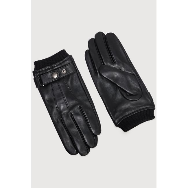 Gants en cuir avec doublure noir <span itemprop=
