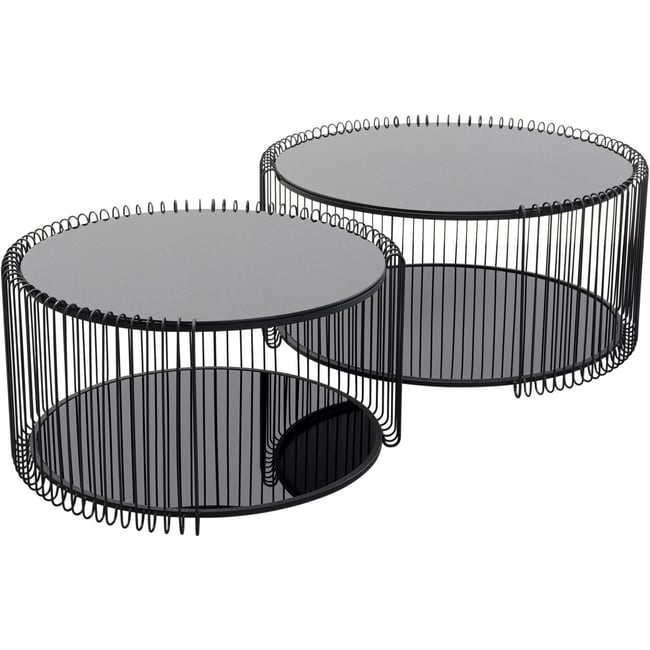 Lot de 2 tables basses double plateau, WIRE - KARE DESIGN
