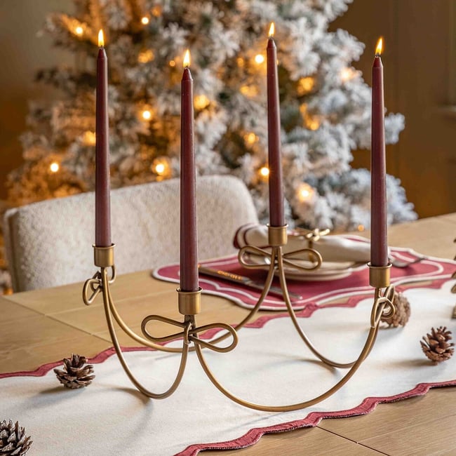 Heritage Bow Candle Holder in Gold, gold-coloured, ÉDITÉ