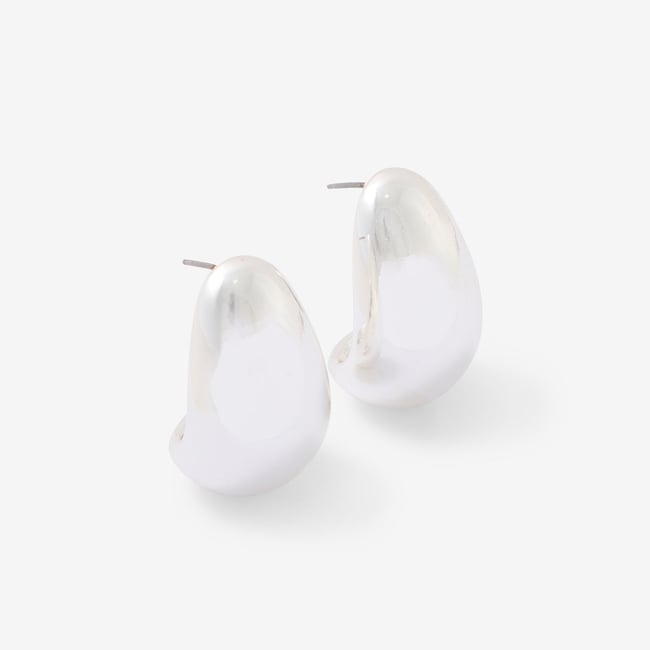 Boucles d'oreilles galet argenté argenté <span itemprop=