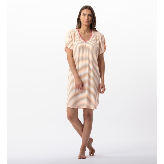 Chemise de nuit rayée en coton et modal FRUTTI 701 orange <span itemprop=
