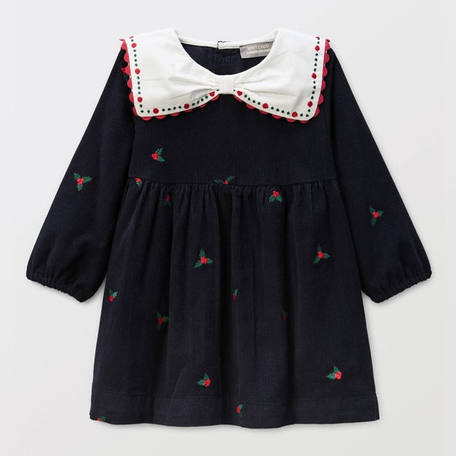 Robe en velours brodée en coton BIO GOTS black iris <span itemprop=