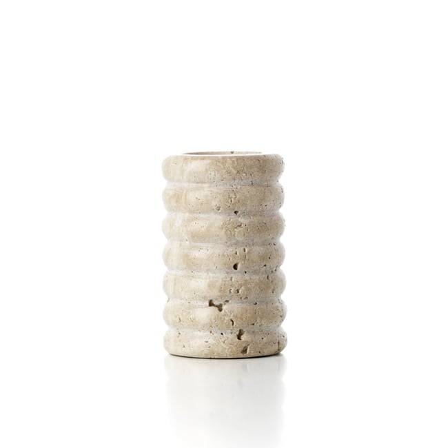 Bougeoir en travertin TRAVERTINE RIPPLE Couleur beige <span itemprop=