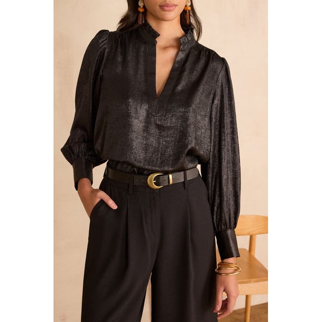 Maison 123 BLOUSE BETH BL FOIL noir <span itemprop=