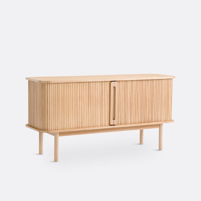 Buffet bas long 2 portes coulissantes, Wapong Couleur naturel <span itemprop=