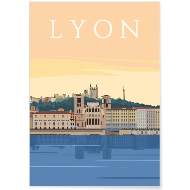 Affiche ville Lyon 4 Couleur blanc <span itemprop=