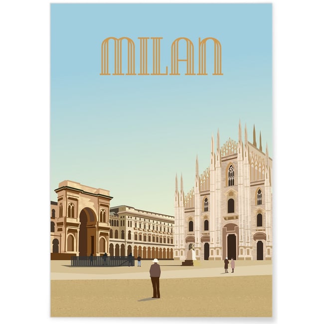 Affiche ville Milan Couleur blanc <span itemprop=