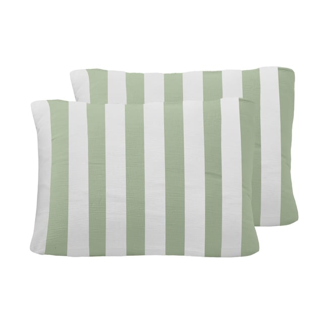 Lot de 2 taies d'oreiller gaze de coton ARTHUR LOFT sauge <span itemprop=