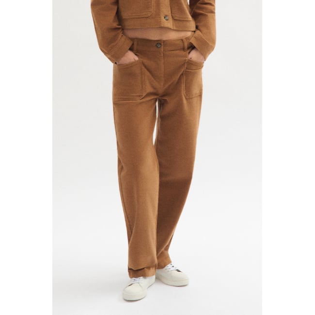Pantalon droit velours PYGMALIONVELOURS camel <span itemprop=