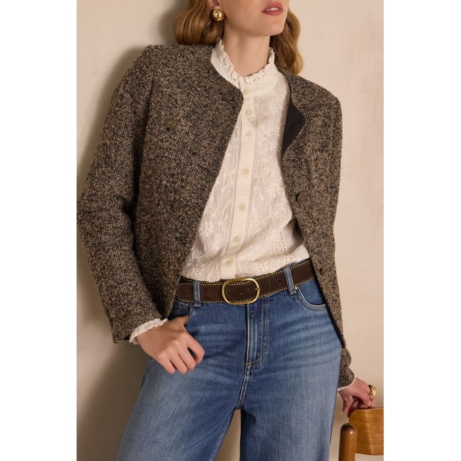 Veste PIA en laine gris <span itemprop=