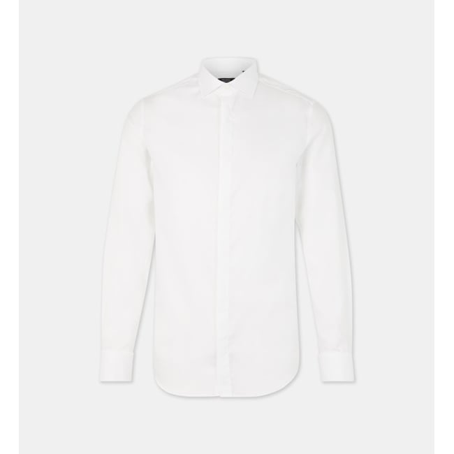 Chemise mcerem slim coton biologique armuré sans repassage blanc <span itemprop=