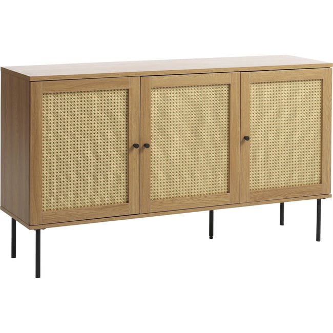 Buffet 3 portes effet cannage MOGEST Couleur beige et noir <span itemprop=