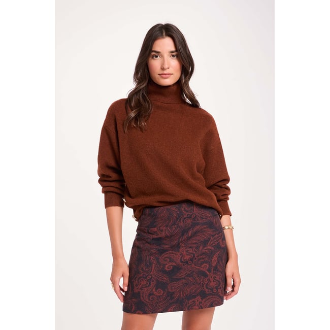 Jupe courte taille haute multicolore <span itemprop=