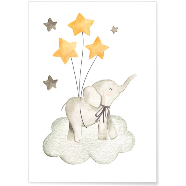 Affiche Enfant Éléphant Couleur blanc <span itemprop=
