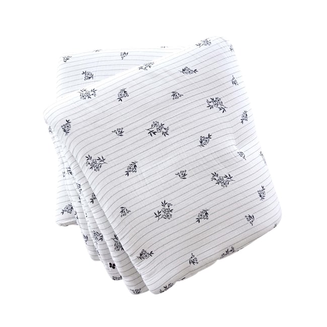 Bout de lit 90 x 200 cm en gaze de coton imprimée Eleonore blanc <span itemprop=