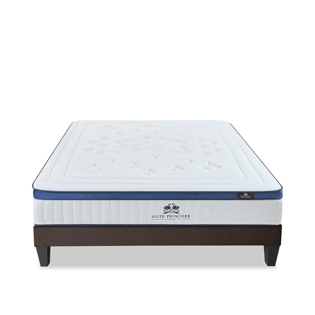 Ensemble Suite Princière 90x190 cm Matelas Micro-ressorts + Sommier Bois - BELLECOUR