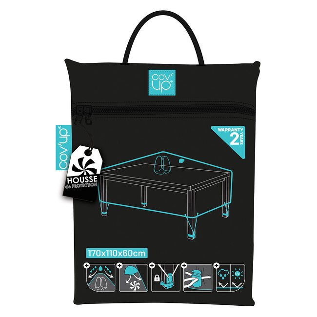 Housse de protection table de jardin L170, Pext noir <span itemprop=