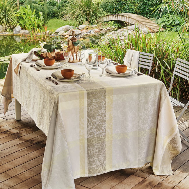 Nappe pur coton MILLE DENTELLES naturel <span itemprop=