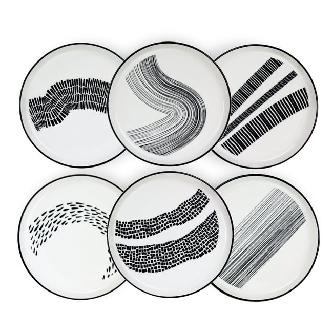 Lot de 6 assiettes à dessert, Yucatan Couleur noir <span itemprop=