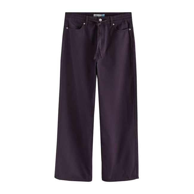 Jean large à cordon de serrage rouge bordeaux <span itemprop=
