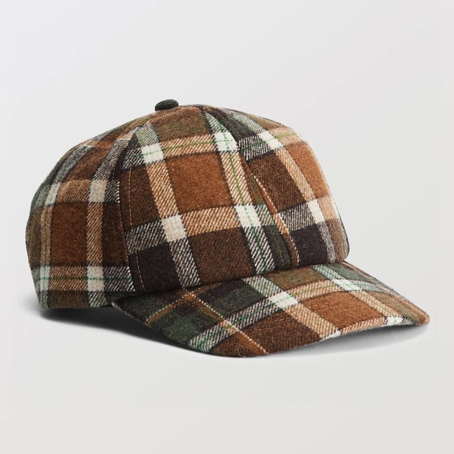 Casquette à carreaux contenant de la laine chataigne <span itemprop=