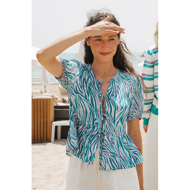 Top à cordons zebré v002239 <span itemprop=