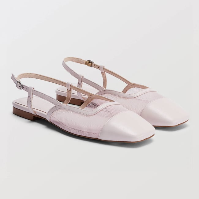 Ballerines à bride en cuir barely pink <span itemprop=