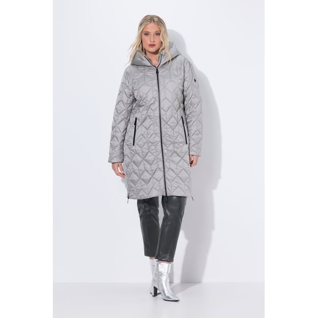Manteau technique matelassé HYPAR à capuche gris moyen <span itemprop=