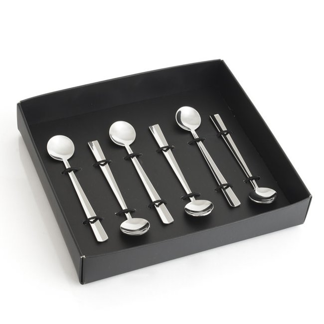 Coffret 6 cuillères moka  -NAGASAKI Couleur argent / métallique <span itemprop=