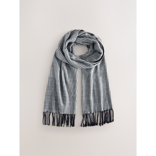 Écharpe tissée bleu marine à rayures <span itemprop=