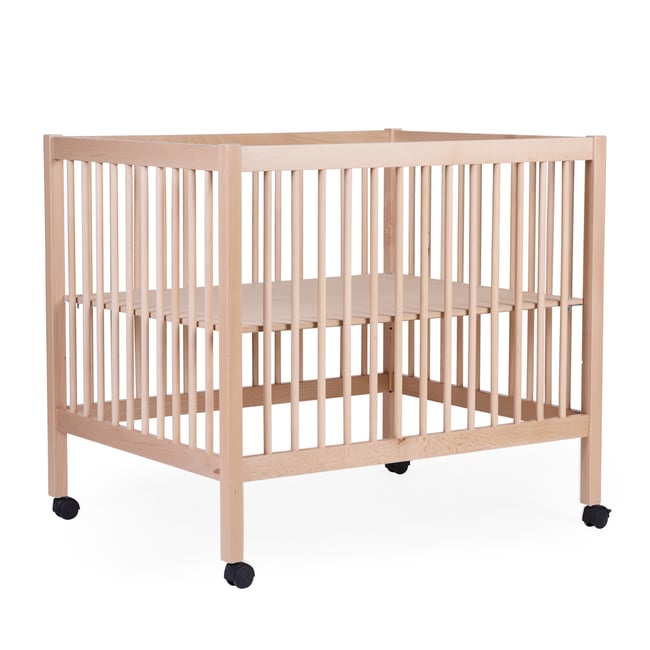 Parc pour bébé en bois + roues 95x75 cm PARC 98 naturel <span itemprop=