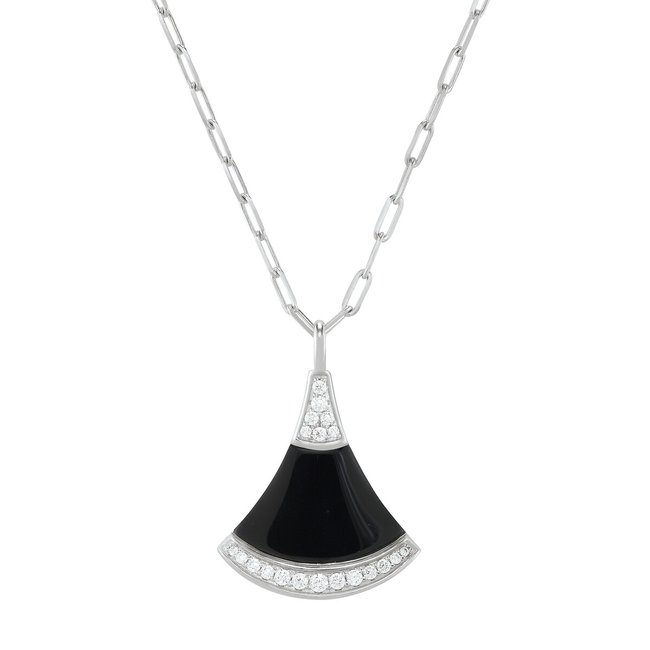 LEGENDE - Halskette aus Silber, schwarzem Achat, Zirkonoxid von Charles Garnier silberfarben <span itemprop=