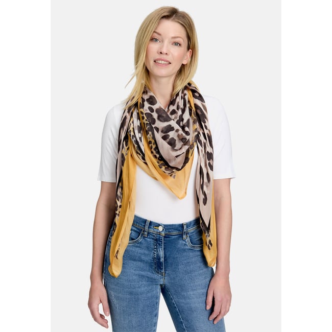 Foulard à impression taupe/yellow <span itemprop=
