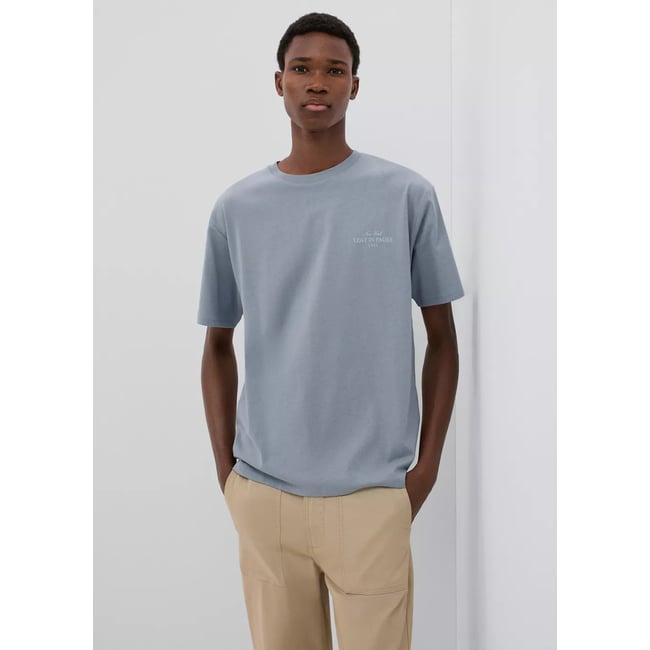 T-shirt en coton imprimé bleu <span itemprop=