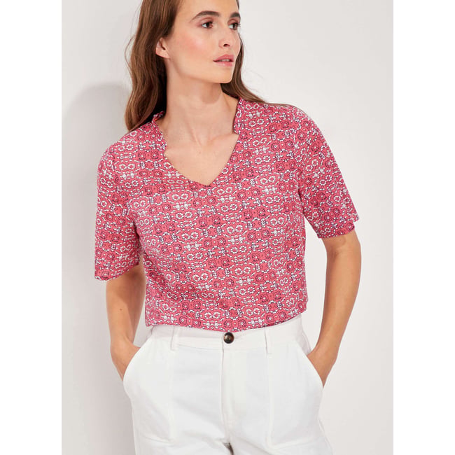 Top col volanté coton bio MANJU rose clair <span itemprop=