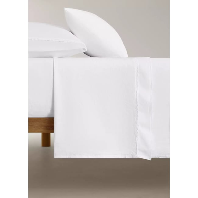 Drap plat coton lavé en dentelle à volant pour berceau blanc <span itemprop=
