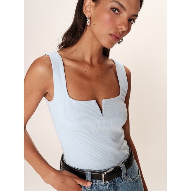 Débardeur en jersey côtelé RENA bleu <span itemprop=
