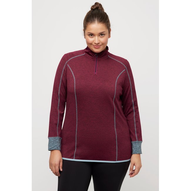 T-shirt technique, col camionneur, slim vin rouge <span itemprop=