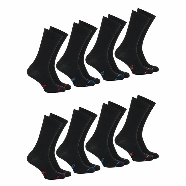 Lote de 8 pares de meias altas preto <span itemprop=