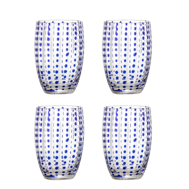 Verre à eau soufflé  Brinley set de 4 Couleur bleu <span itemprop=