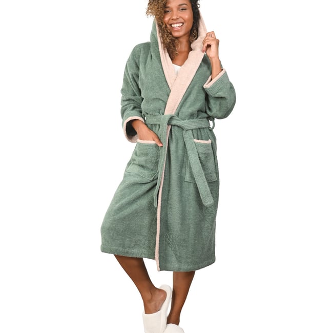 Peignoir mixte à capuche bicolore 420 g/m² DOZMARY - SENSEI MAISON